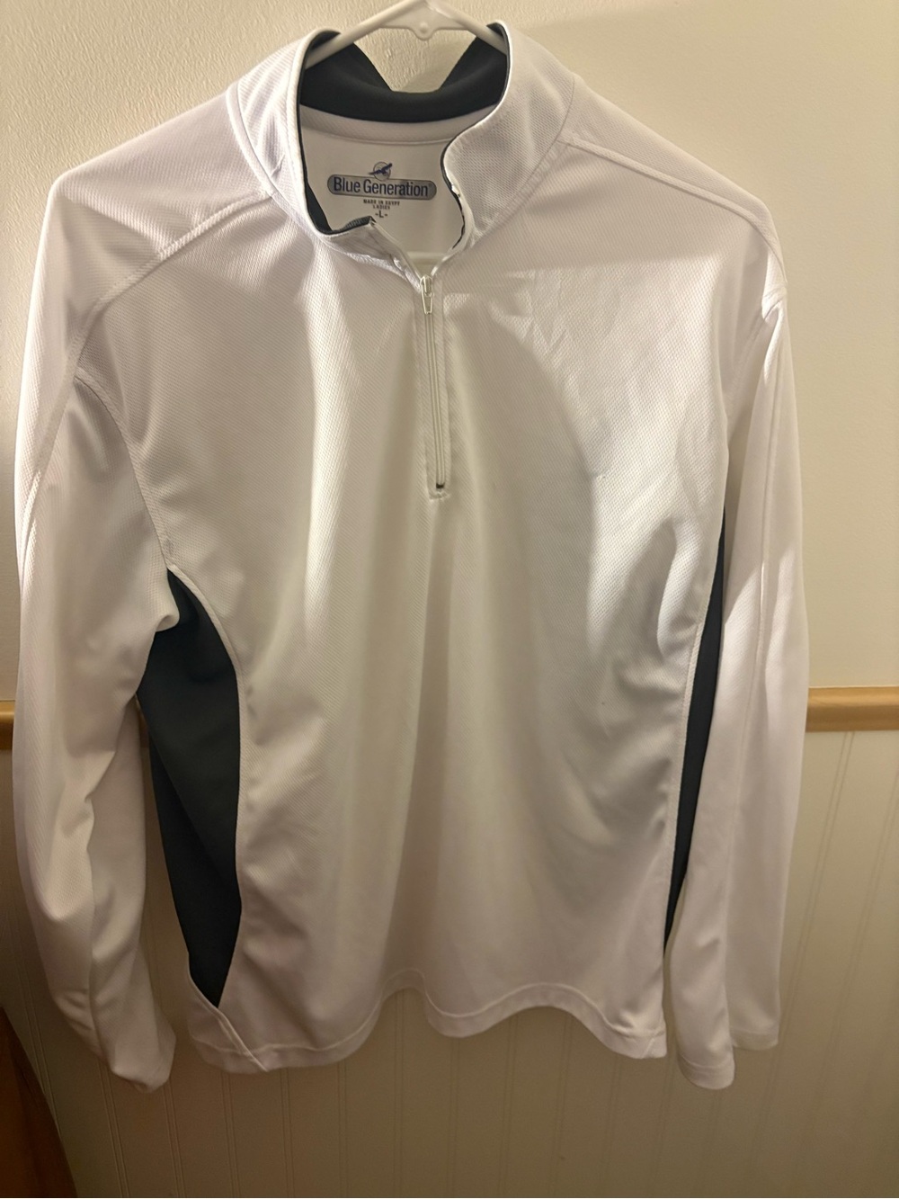 Blue Generation Women’s Large White Black Quarter-Zip Performance Pullover